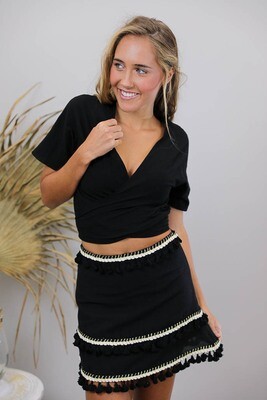 Beatnik Short Sleeve Top - Black