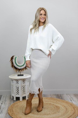 Casablanca Knit Midi Skirt - Oatmeal