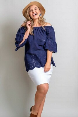 Free Spirit Embroidered Top - Navy