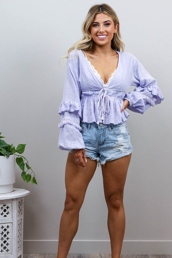 Chicka Boom BoHo Top/Bolero - Lilac