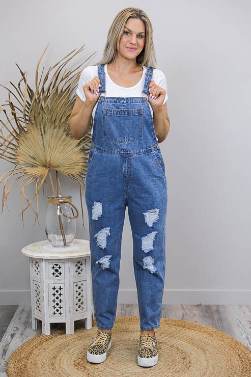 Favourite Rip Overalls - Mid Denim