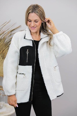 Mountain Top Faux Sheep Skin Jacket - Ivory Mountain Top Faux Sheep Skin Jacket - Ivory