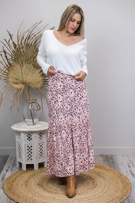Gypsy Rose BoHo Maxi Skirt - Blush/Leo Bloom
