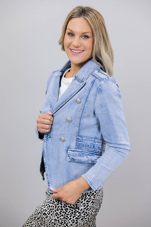 Mambo Military Denim Jacket - Light Blue