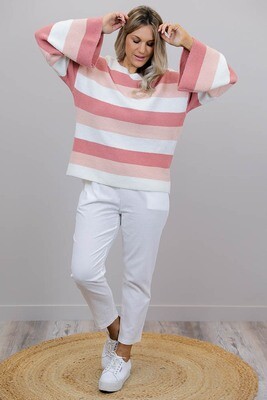 Strawberry Cream Flare Sleeve Jumper - Blush Multi Strawberry Cream Flare Sleeve Jumper - Blush Multi