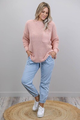 Chenille Oversize L/S Knit Jumper - Blush Chenille Oversize L/S Knit Jumper - Blush