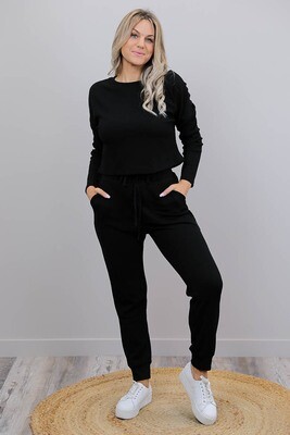 Lattice Waffle Lounge Pants - Black Lattice Waffle Lounge Pants - Black