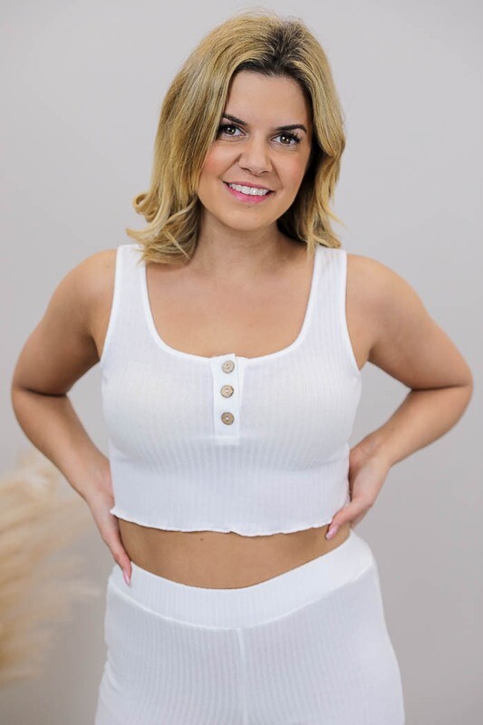 Coco Rib Singlet Crop Top - Ivory