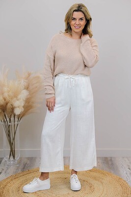 Iggy Bop Pants - White Linen Blend Iggy Bop Pants - White Linen Blend