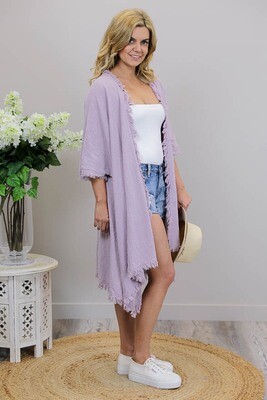 Beach Babe Cover Up Fray Cape - Blush Mauve