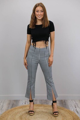Jen Drawstring Knit Crop Top - Black