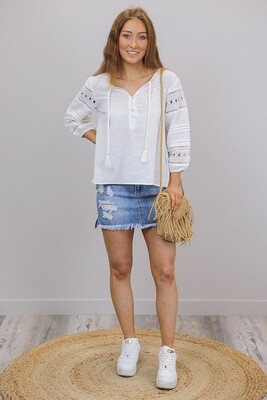 Lena Boho Top - Ivory