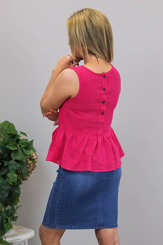 Spellbound Frill Singlet Top - Fuchsia Pink