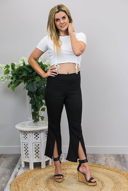 Tess Fitted Split Flare Pants - Black