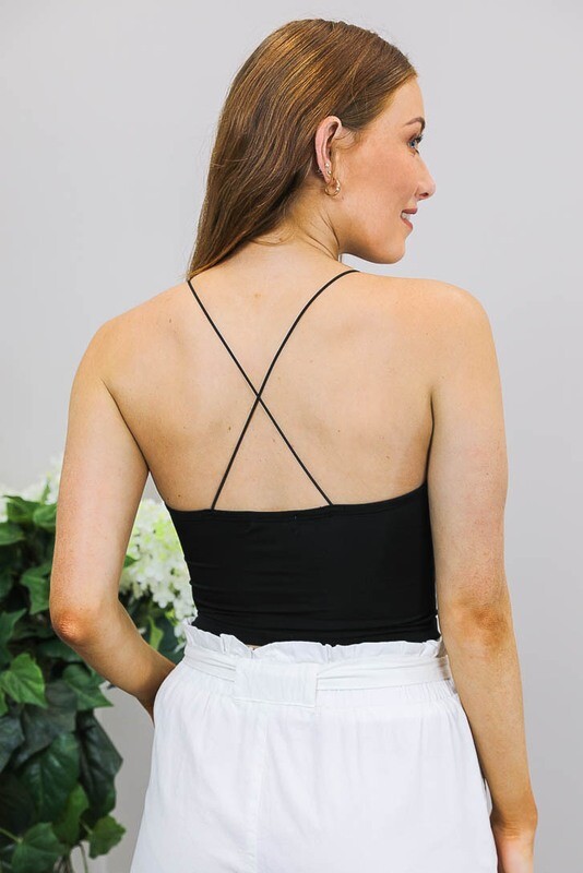 Cordelia Singlet Crop Top - Black