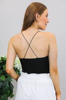 Cordelia Singlet Crop Top - Black