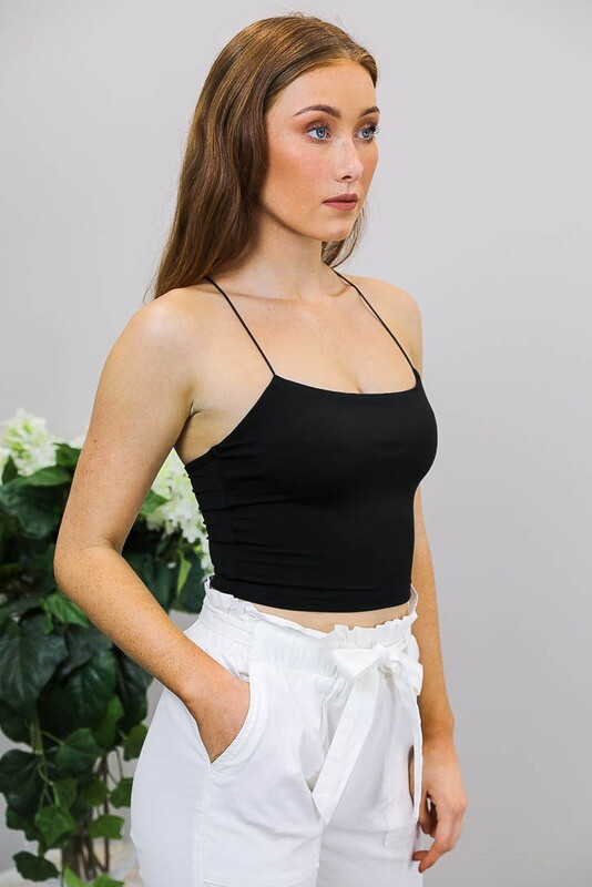 Cordelia Singlet Crop Top - Black
