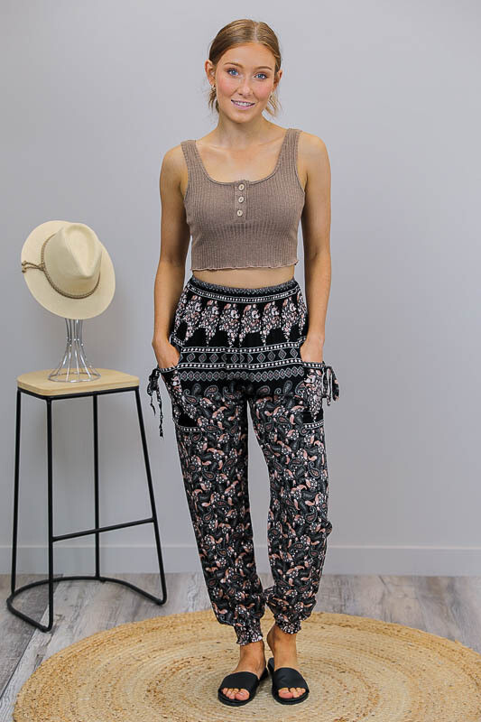 Harem Pants - Black/Mocha Paisley