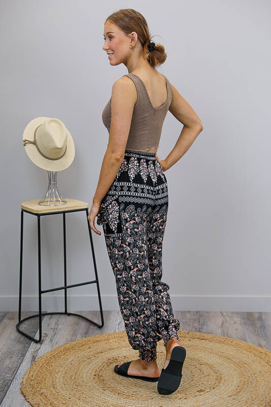 Harem Pants - Black/Mocha Paisley