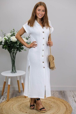 Absolutely Fabulous Cotton Midi Dress - White
