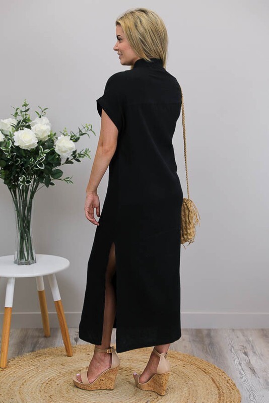 Absolutely Fabulous Cotton Midi Dress - Black