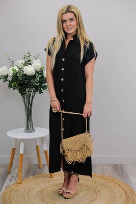 Absolutely Fabulous Cotton Midi Dress - Black