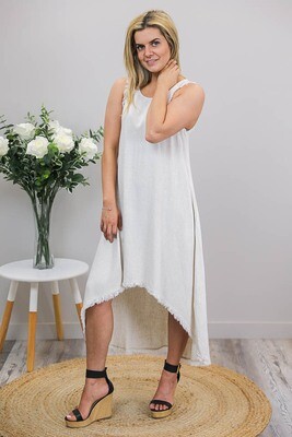 Delilah Fray Hi Lo Dress - Natural Delilah Fray Hi Lo Dress - Natural