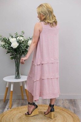 Shady Beach Midi Dress - Blush Linen Blend