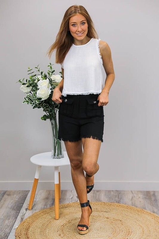 Delaney Fray Shorts - Black