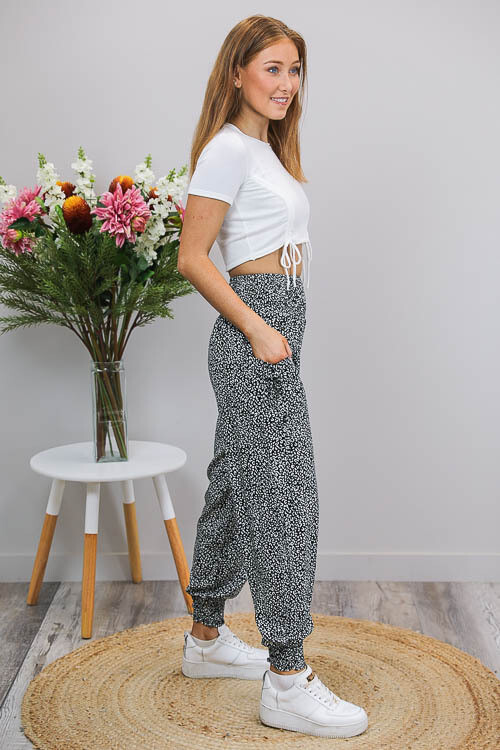 Harem Pants - Black/White Micro Leo