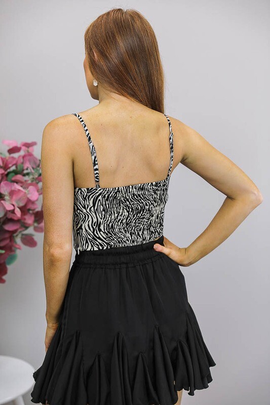 Unagi Crop Top - Black/White Zebra