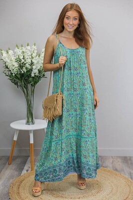 Sandra Singlet Maxi Dress - Teal/Bronze Blue Fleur Sandra Singlet Maxi Dress - Teal/Bronze Blue Fleur
