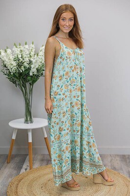 Sandra Singlet Maxi Dress - Mint/Orange Fleur Sandra Singlet Maxi Dress - Mint/Orange Fleur