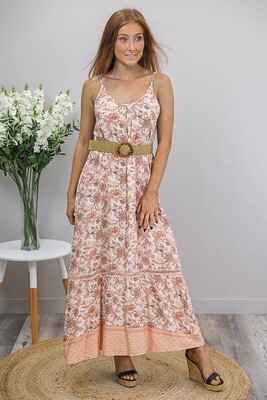 Sandra Singlet Maxi Dress - Apricot/Blush Fleur Sandra Singlet Maxi Dress - Apricot/Blush Fleur
