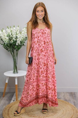 Sandra Singlet Maxi Dress - Coral/Rust Fleur Sandra Singlet Maxi Dress - Coral/Rust Fleur