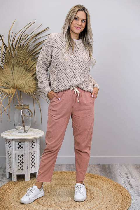 Rundles Cronulla Beach Pants - Dark Blush