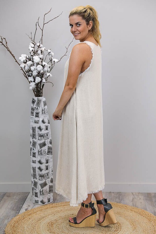 Dahlia Fray Midi Dress - Natural