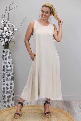 Dahlia Fray Midi Dress - Natural