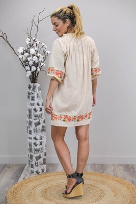 Connie BoHo Embroidered Dress - Natural Connie BoHo Embroidered Dress - Natural