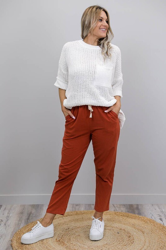 Chenille Oversize S/S Knit Jumper - White