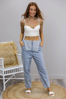 Born Free Crop Singlet Top - White Faux Leather