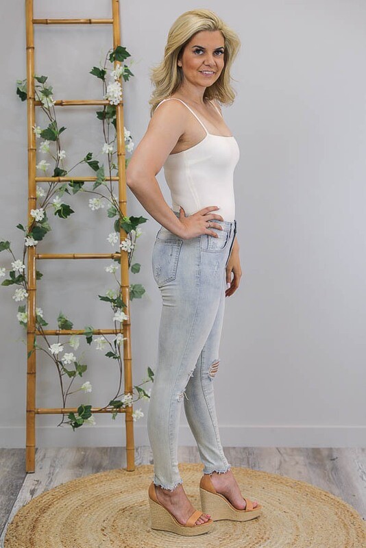 Nulla Nulla Rip Fray Jeans - Light Denim