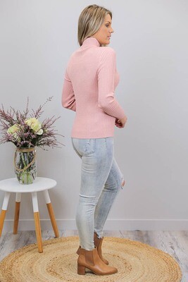Back To Basics Rib Jumper - Blush