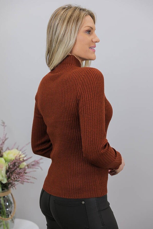 Back To Basics Rib Jumper - Brown Rust
