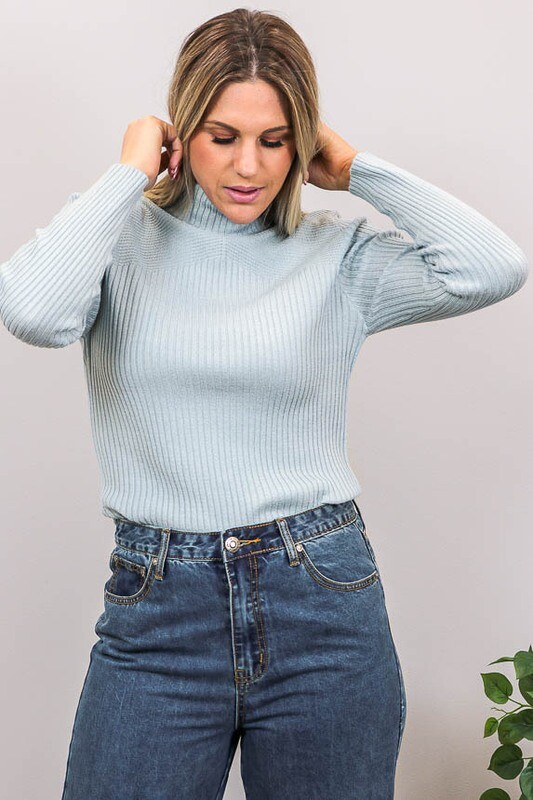 Back To Basics Rib Jumper - Light Blue Denim