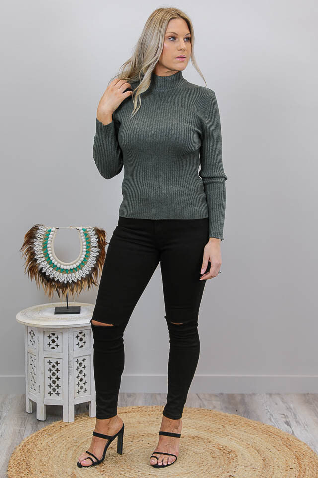 Back To Basics Rib Jumper - Dark Gray