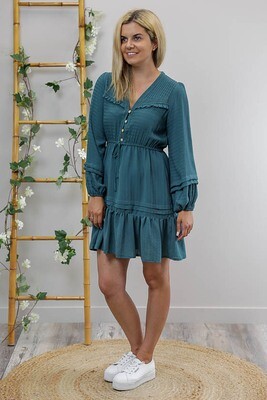 Porsha L/S Miniish Dress - Teal Porsha L/S Miniish Dress - Teal