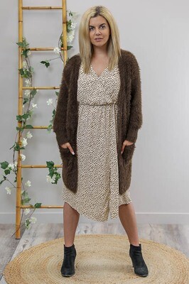 Eyelash Knit Cardigan - Brown