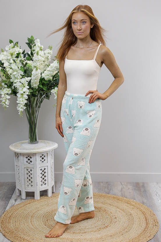Fifi Fluff PJ Bottoms - Light Turquoise Polar Bear