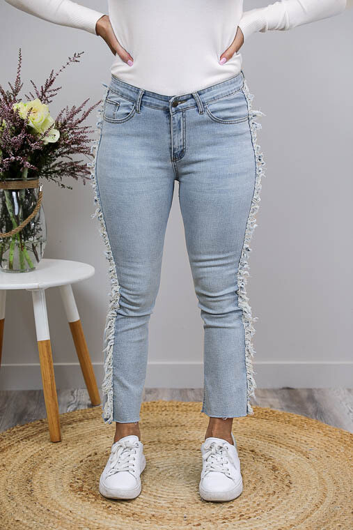 My Boo Fringe Side Jeans - Light Denim